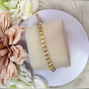Crystal Heart And Gold Accent Tennis Bracelet NEW!